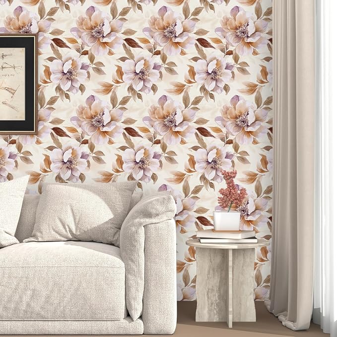 Light Flower Peel and Stick Contact Paper 17.5" × 118", Purple | Self Adhesive/Removable/Waterproof/Thick Vinyl Contact Paper for Bathroom Bedroom Shelf Cabinet Drawer,Prepasted,Easy Peel