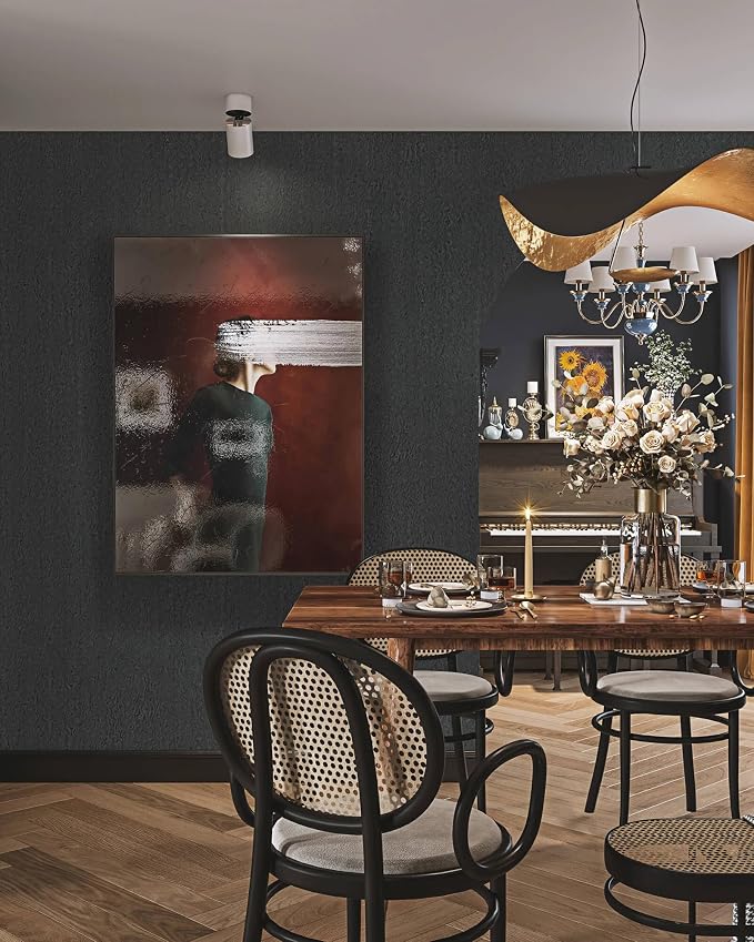 Heroad Grey Peel and Stick Wallpaper Modern Contact Paper Dark Grey and Black Wall Paper Renter Friendly Removable Vinyl Self-Adhesive Waterproof for Bathroom Bedroom Cabinet and Drawer 15.7" x 393"