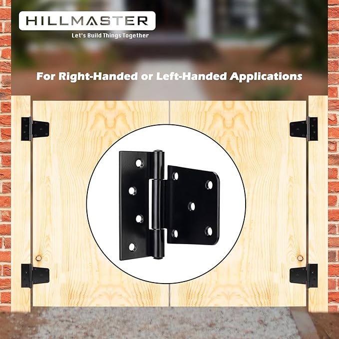 HILLMASTER 3.5 inch Heavy Duty Gate Hinges Fence Door Hinges Durable Gate Strap Hinge for Indoor Outdoor, Gate Hardware Kit for Shed, Wooden Fences, Vinyl Fence Gate, Barn Door, Garage, 4 Pack