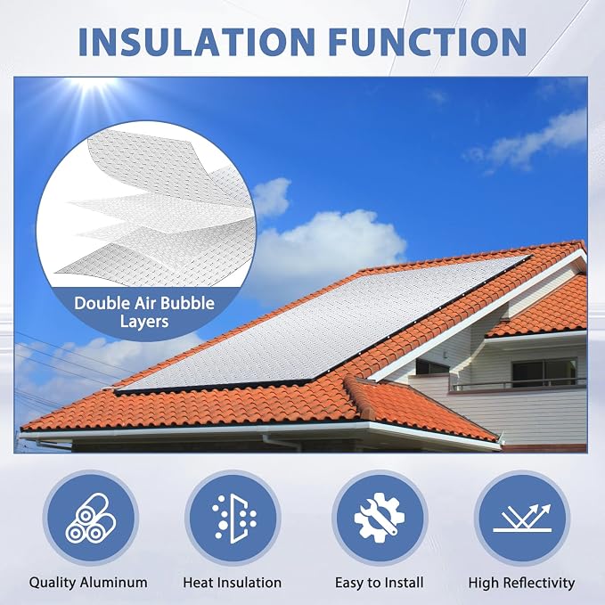 FONUNO Reflective Bubble Insulation Sheet Garage Door Insulation Kit | 6MM Thick Reflective Insulation Roll Garage Door Insulation Panels for Windows RV Roof Attic Wall (24IN X 48IN, 24 PCS)