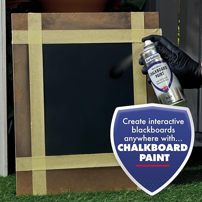 Bartoline Chalkboard Spray Paint, Black, 13.5 oz [3 Pack] - Matt Finish Writable & Wipeable Multi-Surface Coating for Wood, Metal & Plastic Fast-Drying for Home, Office, Classroom & Retail - 400 ml