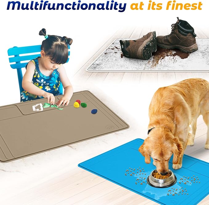 The Original Under Sink Mat - Silicone Waterproof mat, Trimmable, Easy to Clean, Kitchen cabinet liner, Under sink protector mats, Drip Tray with Lip (Dark Gray, 31" x 22")