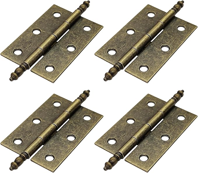 4Pcs Antique Bronze Folding Butt Hinges, Vintage Brass Hinges for Cabinet, Door, Window, Wooden Box, Chest, Cupboard, Furniture Hardware, Size 2.5" x 1.69"
