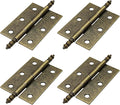 4Pcs Antique Bronze Folding Butt Hinges, Vintage Brass Hinges for Cabinet, Door, Window, Wooden Box, Chest, Cupboard, Furniture Hardware, Size 2.5" x 1.69"