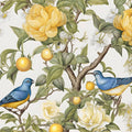 Danodoi Yellow Vintage Lemon Bird Peel and Stick Wallpaper 17.5" x 393" | Waterproof Vinyl Self Adhesive Removable Renter Friendly Floral Contact Paper