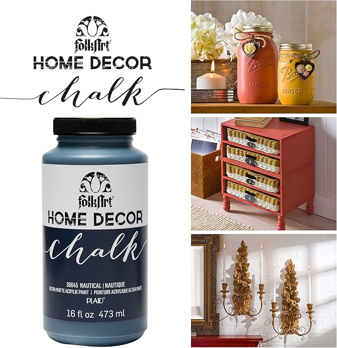 FolkArt Home Decor Chalk Furniture & Acrylic Craft Paint in Assorted Colors, 16 ounce, Rich Black