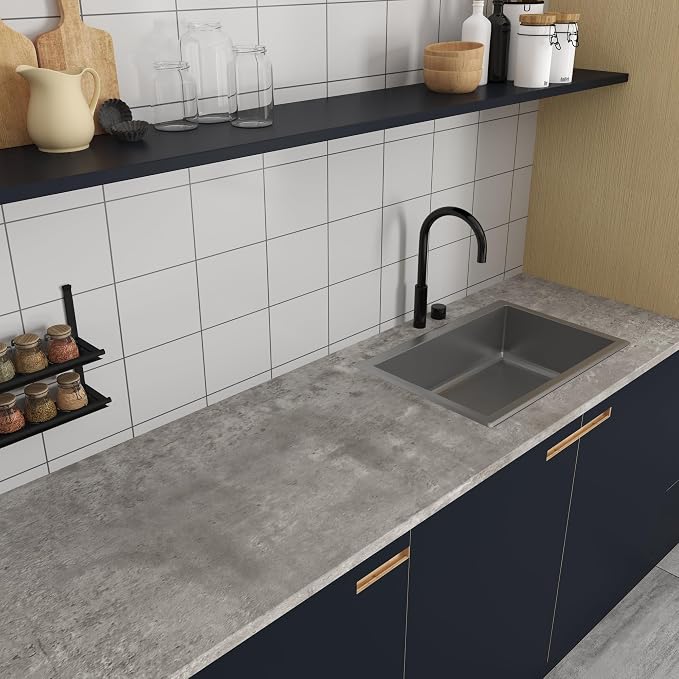3yecao 16"×354" 3D Grey Concrete Cement Wallpaper Peel and Stick Faux Light Grey Concrete Contact Paper Vinyl Stained Matte Texture Adhesive Removable Gray Wallpaper for Bathroom Garage Living Room