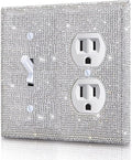 Silver Shiny Silver Rhinestones Wall Plates Light Switch Cover Plate Decorative 3 Gang Wall Plate Bling Light Switch Cover