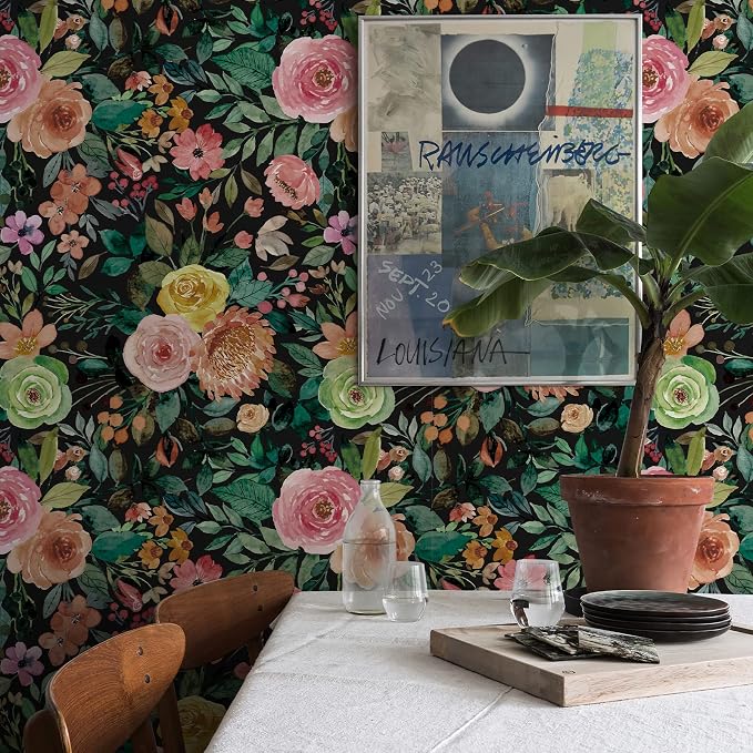 Floral Peel and Stick Floral Wallpaper for Bedroom Self Adhesive Boho Flower Wallpaper Kitchen Cabinets Furniture Decorative Renter Friendly