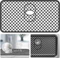 Sink Protectors for Kitchen Sink - Large 26.2"x 14" with Center Drain Hole Heat Resistant Easy Clean Non-slip Silicone Kitchens Sinks Mat for Bottom of Kitchen Sinks Stainless Steel(Black)-66.5x35.6CM