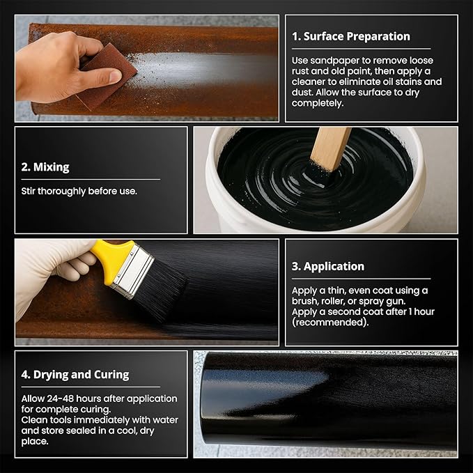 DWIL Rust Converter for Metal, 2 in 1 High-Flow Fluidity Converts Rust, Rust Converter Paint and Primer to Long-Lasting Protective Coating, No Primer Needed, Black, 32 oz