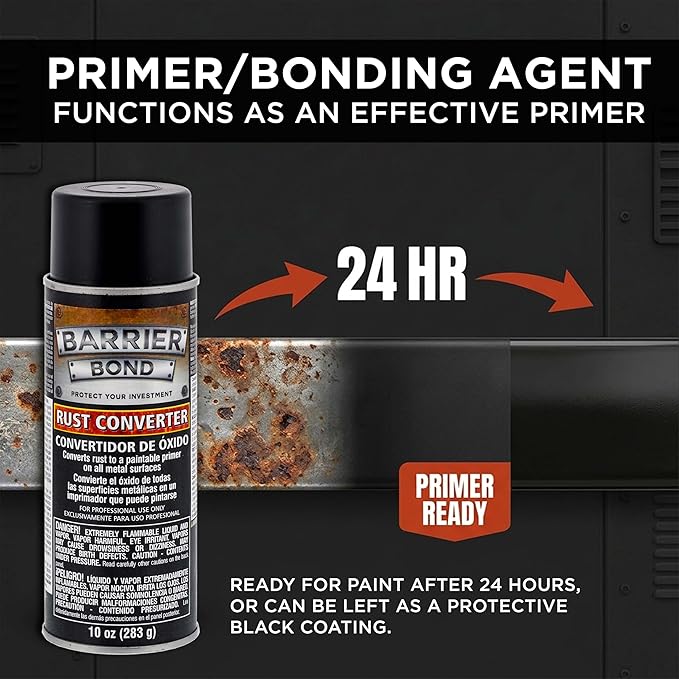 Custom Shop Barrier Bond - Rust Converter, 10-Ounce Spray Rust Remover for Metal - for Auto, Industrial, Home Metal Treatment & Protection