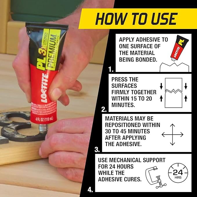 Loctite PL Premium Polyurethane Construction Adhesive, 4 fl oz Squeeze Tube, 1 Pack
