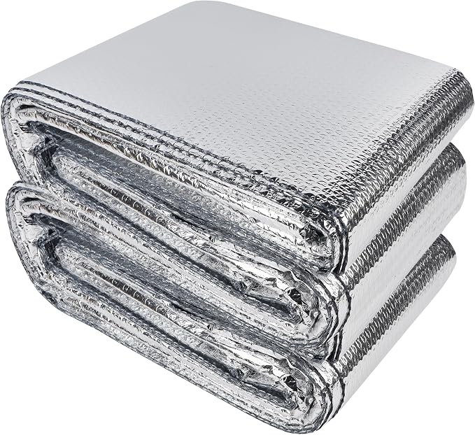 winemana Window Insulation Roll 48IN x 50FT Reflective Heat Shield Bubble Film Double-Sided Aluminum Foil Insulation Weatherproof Garage Door Cover for Windows RV Basement Winter Summer