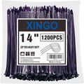 XINGO 14 Inch Purple Zip Ties 1200 PCS, 75 LBS Tensile Strength, UV Resistant Cable Ties, Self-locking Plastic Ties for Indoor and Outdoor Use