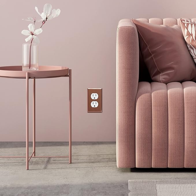 ENERLITES Duplex Receptacle Metal Wall Plate, Stainless Steel Outlet Cover, Corrosion Resistant, Standard Size 1-Gang 4.50" x 2.76", Stainless Steel 201, 7721-BRG, Brushed Rose Gold