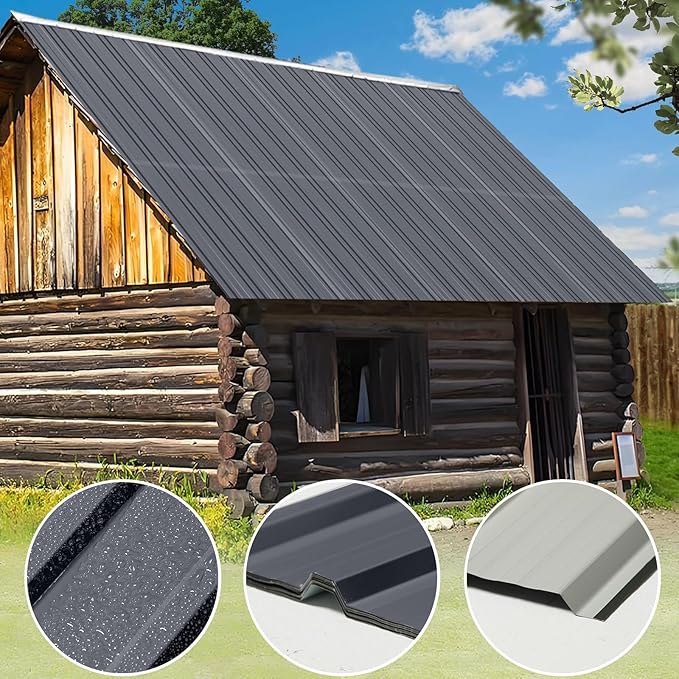 Metal Roofing Panels - 20 Pcs Corrugated Pergola Roofing Panels Heavy Duty Waterproof Tin Roof Materials for Shed Gazebo Garages Patio Siding 60.6x17.7in, Grey