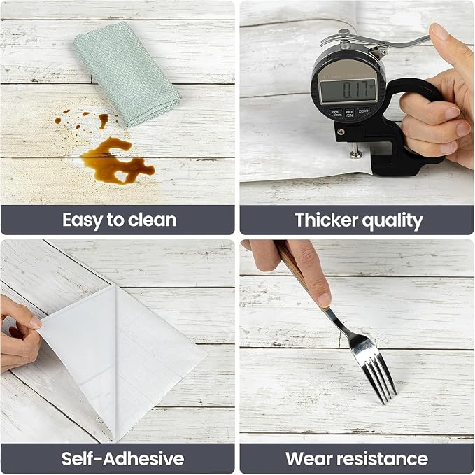 Shiplap Peel and Stick Wallpaper, Contact Paper for Classroom Home Decor | with Tools Self-Adhesive White Wood Plank Film, Farmhouse Decor for Bulletin Board Desk Cabinet & Home Renovation 17.7"x118"