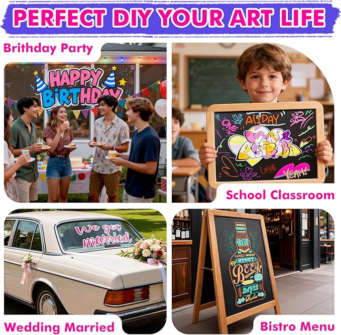 GOTIDEAL 10mm Window Markers,Chalk Markers for Blackboard,Washable Car Marker for Chalkboard,Glass Mirror, Jumbo Thick Tip Window paint markers Erasable for Wedding Married Painting,Menus(8 Colors