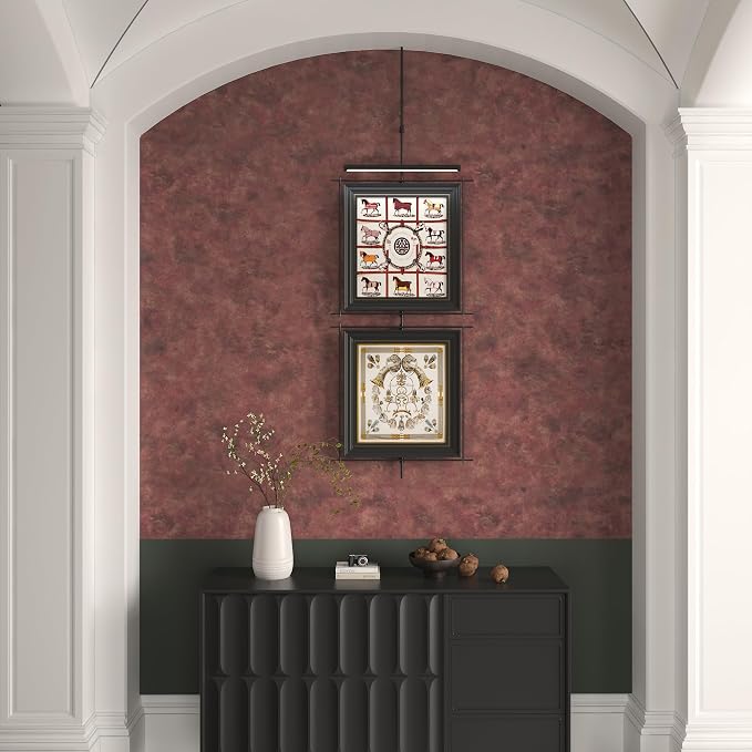 JSEVEM 31"×354" Red Rusty Concrete Wallpaper Peel and Stick Luxury Metallic Industrial Cement Contact Paper Waterproof 3D Textured Adhesive Vinyl Wrap for Countertops Bedroom Living Room Office Walls