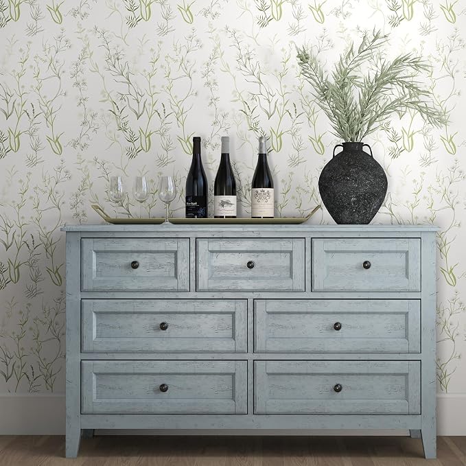 Timeet Floral Peel and Stick Wallpaper Botanical Wildflower Self Adhesive Wall Paper Removable Plant Vine Contact Paper for Living Room Bedroom Accent Decor 17.3" x 400"
