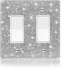 1 PC Shiny Silver Rhinestones Wall Plate Cover Switch Plate Covers Cover Light Switch Cover Switch Cover Decorative Electrical Outlet Cover Plates Outlet Covers Bling Switch Cover 2 Gang