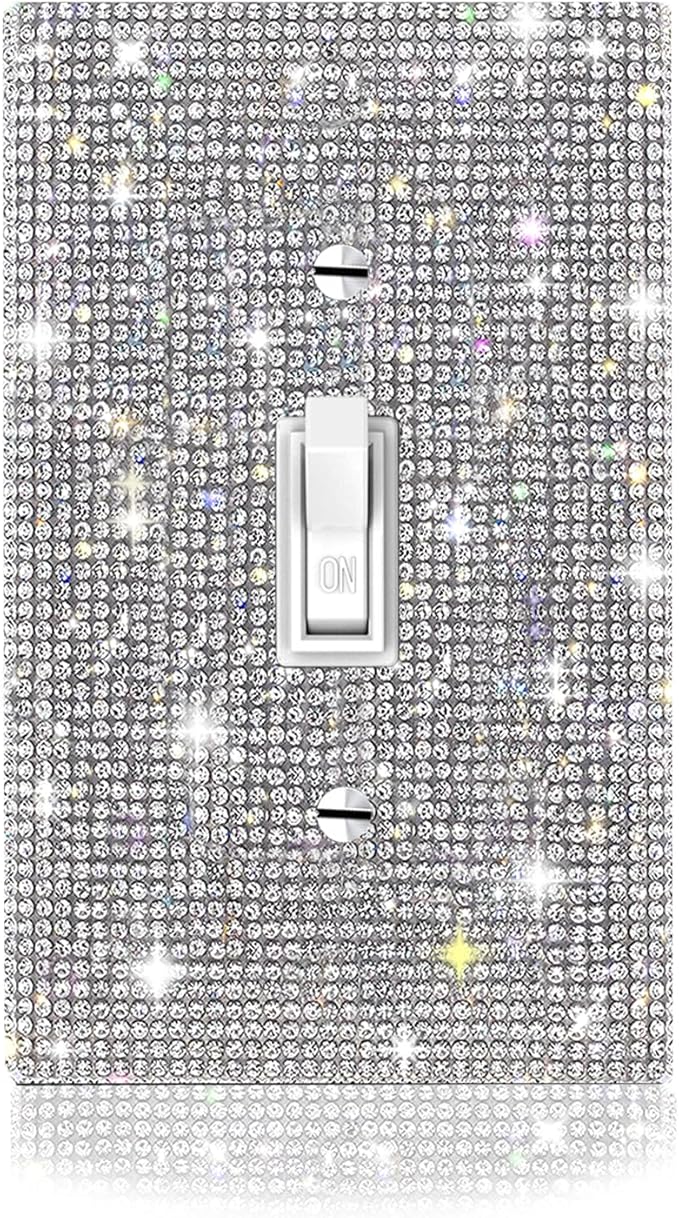 Shiny Silver Rhinestones Decorative Switch Cover - Single Gang Wall Plate