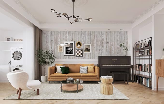 Heroad Contact Paper Peel and Stick Wallpaper Wood Grain Contact Paper for Cabinets Countertop Waterproof Removable Wallpaper Self Adhesive Decorative Shiplap Papel Tapiz para Pared 17.7''x78.7''