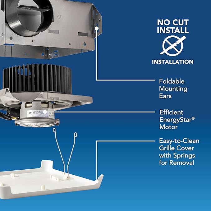 Broan-Nutone® 688E Bathroom Exhaust Fan, 50 CFM Energy Star Exhaust Fan, 2.0 Sones