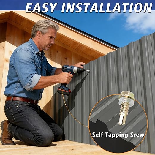 20PCS 111ft² Metal Roofing Panels 42.52”x 18.9” Corrugated Metal Sheets Galvanized Exterior Siding Roofing Materials for Outdoor House Garages Sheds Pergola Gazebo Chicken Coop Stables, Grey