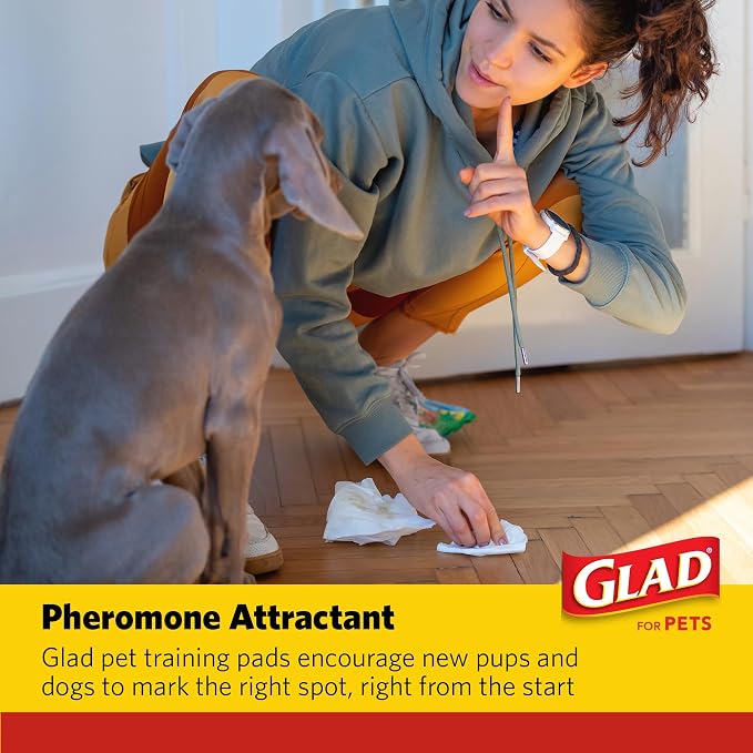 Glad for Pets XL Heavy Duty Activated Carbon Puppy Essentials Training Pads - Zero Odor, Ultra Absorbent Pads for Puppy Potty Training, Indoor Dog Potty, Pee Pads for Dogs, 24" x 24", 30 Count