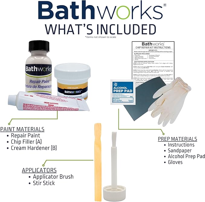 Bathworks Tub And Tile Chip Repair Kit; 4 oz; Bathtubs, Sinks, Tiles, Basins (WHITE)