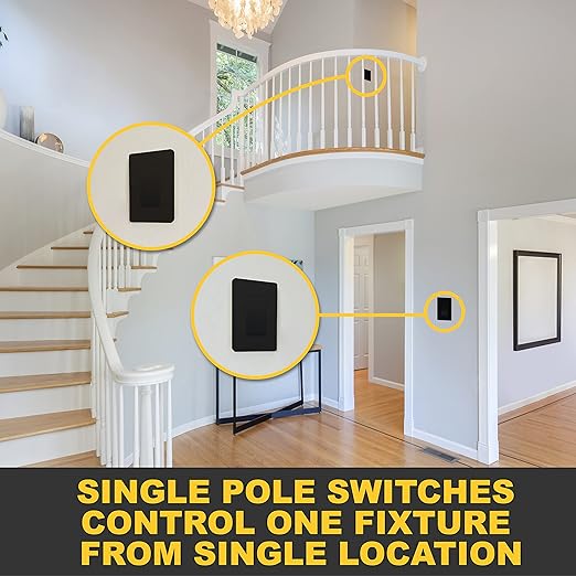 Faith [10-Pack] Single-Pole Decorator Paddle Wall Light Switch, 15A 120/277V, On/Off Rocker, Black, 10-Piece