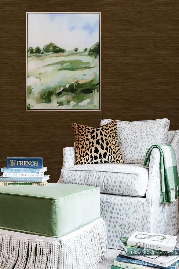 NuWallpaper x Society Social Brown Classic Faux Grasscloth Peel & Stick Wallpaper, SSS6010