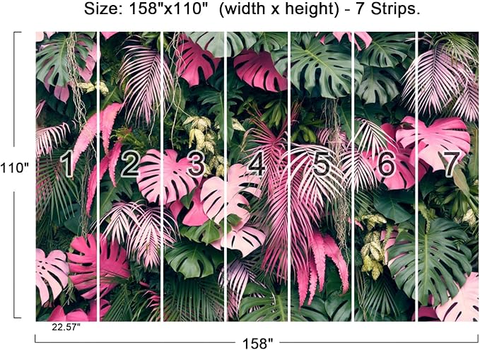 Cliouar-Wall Mural Wallpaper for Bedroom Living Room 3D Mural Monstera Tropical Plant Green Plant Banana Leaf Palm Leaf 158" x 110"(Not Peel and Stick)