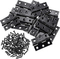 Boao 16 Pieces Small Door Hinges Stainless Steel Folding Butt Hinges Home Furniture Hardware Piano Cabinet Door Hardware with 96 Pieces Stainless Steel Screws(1.75 Inch,Black)