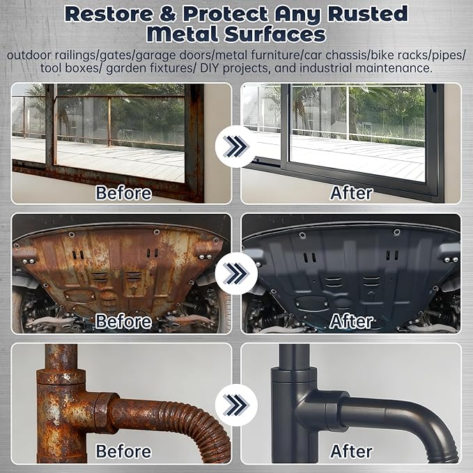 Gray Rust Converter for Metal, 2 in 1 Rust Converter and Metal Primer - Long-lasting Anti-Rust Coating for Interior and Outdoor Use on Iron Gates, Fences, Furniture Metal Protection, 35 oz