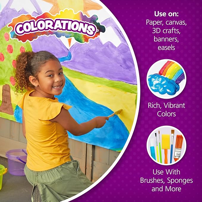 Colorations - SWT16 Simply Washable Tempera Paints, 16 fl oz, Set of 11 Colors, Non Toxic, Vibrant, Bold, Kids Paint, Craft, Hobby, Arts & Crafts, Fun, Art Supplies