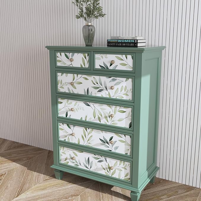 Danodoi Sage Green Vintage Leaf Peel and Stick Wallpaper 17.5" x 118" | Waterproof Vinyl Self Adhesive Removable Renter Friendly Floral Contact Paper