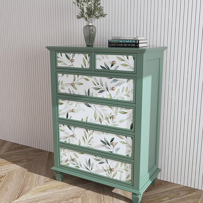 Danodoi Sage Green Vintage Leaf Peel and Stick Wallpaper 17.5" x 393" | Waterproof Vinyl Self Adhesive Removable Renter Friendly Floral Contact Paper