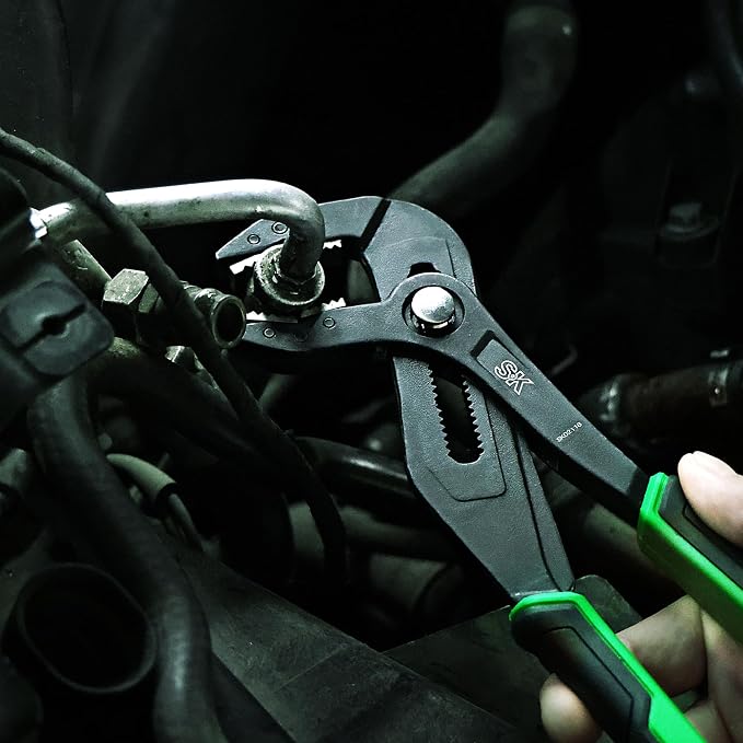 SK 10'' Water Pump Pliers, Self-adjusting Jaw Groove Joint Pliers | CR-V Steel, Precision Serrated Teeth, 21 Positions UP to 2" Jaw Capacity, with Comfortable Grips