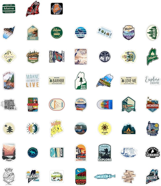 BulbaCraft Maine Stickers for Water Bottle and Laptop - State Souvenirs, Decorations & Gifts, Waterproof Vinyl Decals, Gifts for Women & Men
