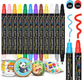 Betem 12 Colors Dual Tip Acrylic Paint Markers, Fabric Decorating Kits Premium Water-Based Acrylic Paint Pens Art Supplies for Fabric, Rock, Wood, Glass, Canvas, Ceramic, Teacher Appreciation Gift