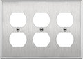 ENERLITES Duplex Receptacle Metal Wall Plate, Stainless Steel Switch Outlet Cover, Corrosion Resistant, Size 3-Gang 4.50" x 6.38", UL Listed, 7723, 430 Stainless Steel, Silver
