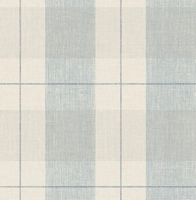 NextWall Lenox Hill Plaid Peel and Stick Wallpaper (Blue & Beige)