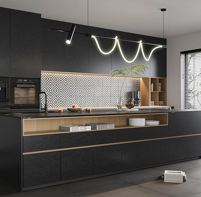 Abyssaly Black Silk Wallpaper Peel and Stick 15.7" X 393.7" Embossed Self Adhesive Black Contact Paper Removable Kitchen Vinyl Textured Wall Paper Cabinet Furniture Shelf Liner