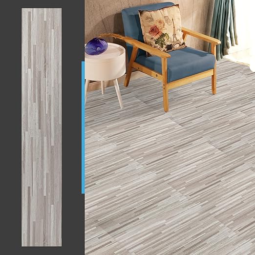 Art3d Peel and Stick Floor Tile Vinyl Wood Plank 36-Pack 54 Sq.Ft, Dusty Grey, Rigid Surface Hard Core Easy DIY Self-Adhesive Flooring