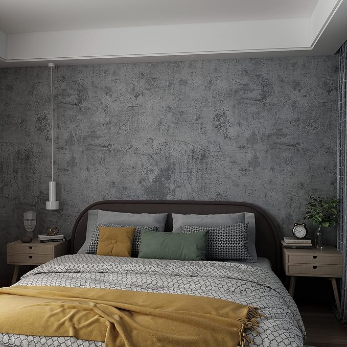 3yecao 48"×79" Wide Thick Dark Blue Grey Cracked Concrete Wallpaper Peel and Stick Waterproof Gray Concrete Contact Paper Vinyl Industrial Cement Wall Sticker for Countertops Desk Kitchen