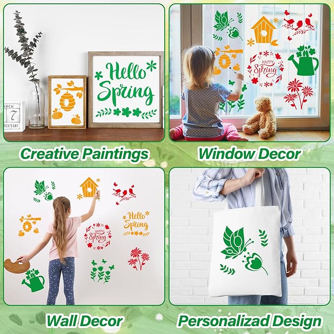 36pcs Summer Drawing Stencils for Kids 8 Inch Sidewalk Chalk Stencils Painting Large Washable Reusable Summer Themed Flowers Primary Shape Template for Kids Toddlers Preschool