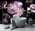 YIHWM-Peel and Stick Purple Flowers Wallpaper Dark Peony Floral Wall Mural | Tear-resistant,with a substantial feel;Will not be damaged during repositioning.Bathroom,Bedroom wallpaper.XL-157"x108"